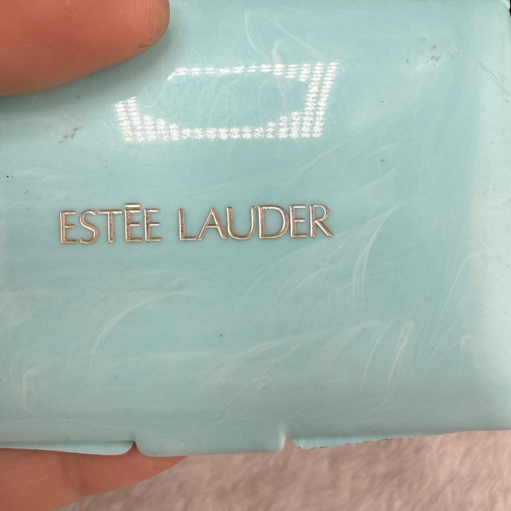 Vintage Estee Lauder Eyeshadow Compact Blue Acrylic Vanity Compacts 3.25in
